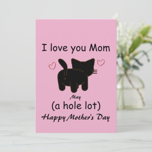 Schwarze Katze Ich Liebe dir viel Mama  Einladung (Stehend Vorderseite)