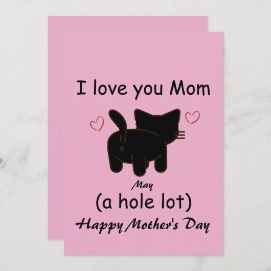 Schwarze Katze Ich Liebe dir viel Mama  Einladung (Vorne/Hinten)