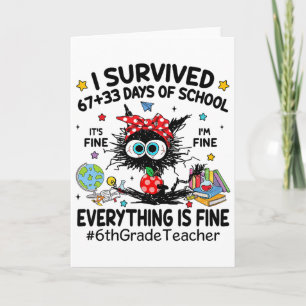 Schwarze Katze Ich überlebte 67+33 Tage Schule 6. Karte