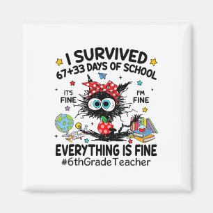 Schwarze Katze Ich überlebte 67+33 Tage Schule 6. Magnet