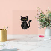 Schwarze Katze Illustration, Doodle Niedlich Cat C Acrylschild (Hochzeit)