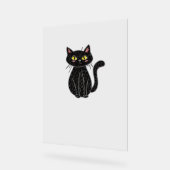 Schwarze Katze Illustration, Doodle Niedlich Cat C Acrylschild (Winkel)