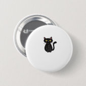 Schwarze Katze Illustration, Doodle Niedlich Cat C Button (Vorne & Hinten)