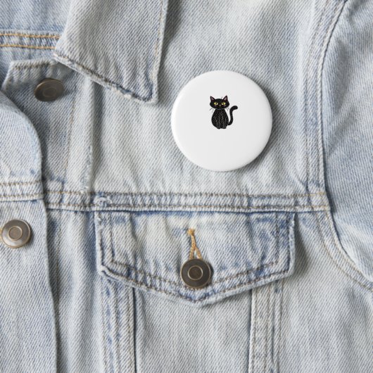 Schwarze Katze Illustration, Doodle Niedlich Cat C Button (Beispiel)