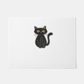Schwarze Katze Illustration, Doodle Niedlich Cat C Fußmatte (Vorderseite)