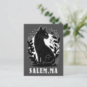 Schwarze Katze-Illustration | Salem Postkarte (Stehend Vorderseite)