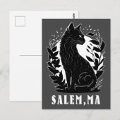 Schwarze Katze-Illustration | Salem Postkarte (Vorne/Hinten)