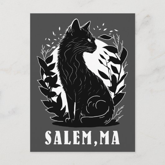 Schwarze Katze-Illustration | Salem Postkarte (Vorderseite)