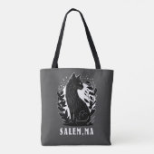 Schwarze Katze-Illustration | Salem Tasche (Rückseite)