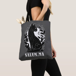 Schwarze Katze-Illustration Salem Tasche