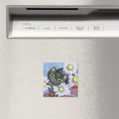 Schwarze Katze im Blume-Magnet Magnet (In Situ (Geschirrspüler))