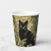 Schwarze Katze im dichten Wald Pappbecher (Rückseite)