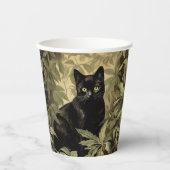 Schwarze Katze im dichten Wald Pappbecher (Vorderseite)