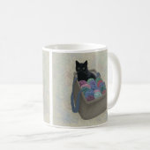 Schwarze Katze im Garnbeutel Kaffeetasse (VorderseiteRechts)