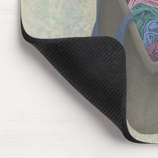 Schwarze Katze im Garnbeutel Mousepad (Ecke)