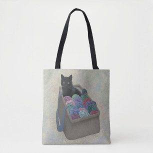 Schwarze Katze im Garnbeutel Totbeutel Tasche