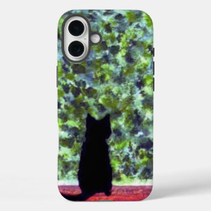 Schwarze Katze im Garten, Haustiere Kunst iPhone 16 Plus Hülle