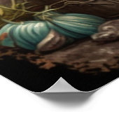 Schwarze Katze im Garten Poster (Ecke)