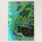 Schwarze Katze im Garten Puzzle (Vertikal)