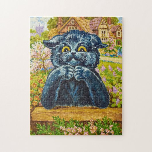 Schwarze Katze im Garten von Louis Wain Puzzle (Vertikal)