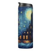 Schwarze Katze im Gebäude Thermosbecher (Nach rechts gedreht)