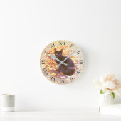 Schwarze Katze im Herbst-Foto Runde Wanduhr (Zuhause)