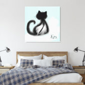 Schwarze Katze im Himmel Stretchierte Leinwand (Insitu (Schlafzimmer))