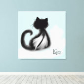 Schwarze Katze im Himmel Stretchierte Leinwand (Insitu (Holzboden))