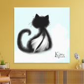 Schwarze Katze im Himmel Stretchierte Leinwand (Insitu (Wohnzimmer))