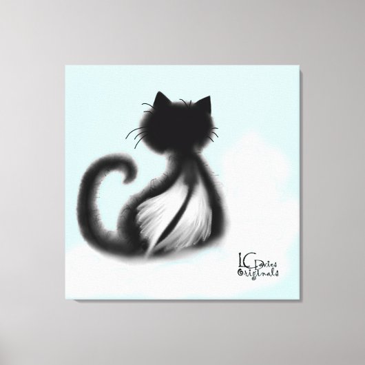 Schwarze Katze im Himmel Stretchierte Leinwand (Vorderseite)