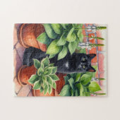 Schwarze Katze im Hosta Garden Puzzle (Horizontal)