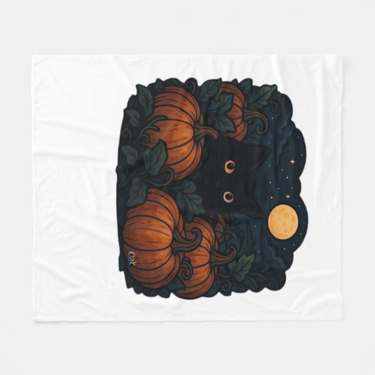 Schwarze Katze im klassischen Patch-T - Shirt Fleecedecke (Vorderseite (Horizontal))