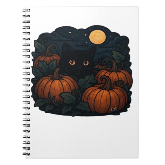 Schwarze Katze im klassischen Patch-T - Shirt Notizblock (Vorderseite)