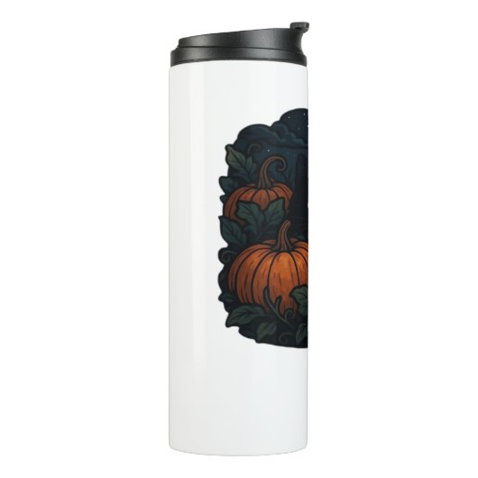 Schwarze Katze im klassischen Patch-T - Shirt Thermosbecher (Nach links gedreht)