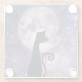 Schwarze Katze im Mondlicht Rosa/Lila Untersetzer (Rückseite)