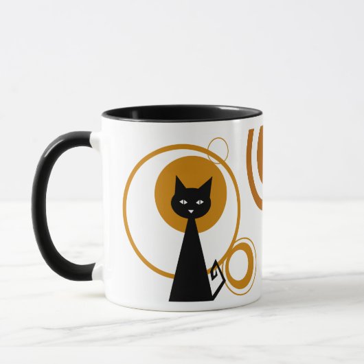 Schwarze Katze im Mondschein Tasse (Links)