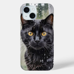 Schwarze Katze im Nassfenster Case-Mate iPhone Hülle