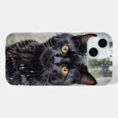 Schwarze Katze im Nassfenster Case-Mate iPhone Hülle (Rückseite (Horizontal))