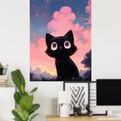 Schwarze Katze im Park Poster (Heimbüro)