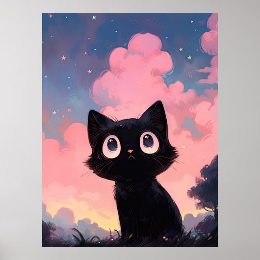 Schwarze Katze im Park Poster (Vorne)