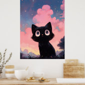 Schwarze Katze im Park Poster (Küche)