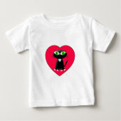Schwarze Katze im roten Herzen Baby T-shirt (Vorderseite)