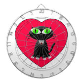 Schwarze Katze im roten Herzen Dartscheibe (vorne)
