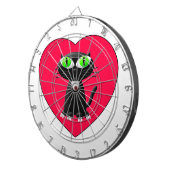 Schwarze Katze im roten Herzen Dartscheibe (Vorderseite rechts)