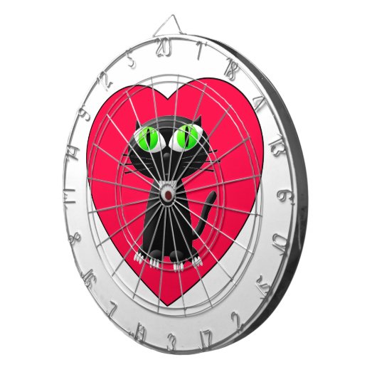 Schwarze Katze im roten Herzen Dartscheibe (Vorderseite rechts)