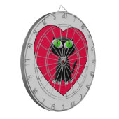 Schwarze Katze im roten Herzen Dartscheibe (Vorderseite Links)
