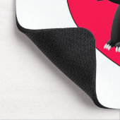 Schwarze Katze im roten Herzen Mousepad (Ecke)