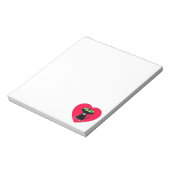 Schwarze Katze im roten Herzen Notizblock (Rotiert)