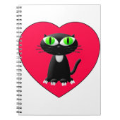 Schwarze Katze im roten Herzen Notizblock (Vorderseite)