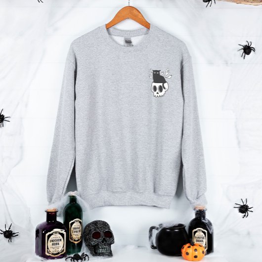 Schwarze Katze im SchädelShirt Spooky Niedliches H Sweatshirt